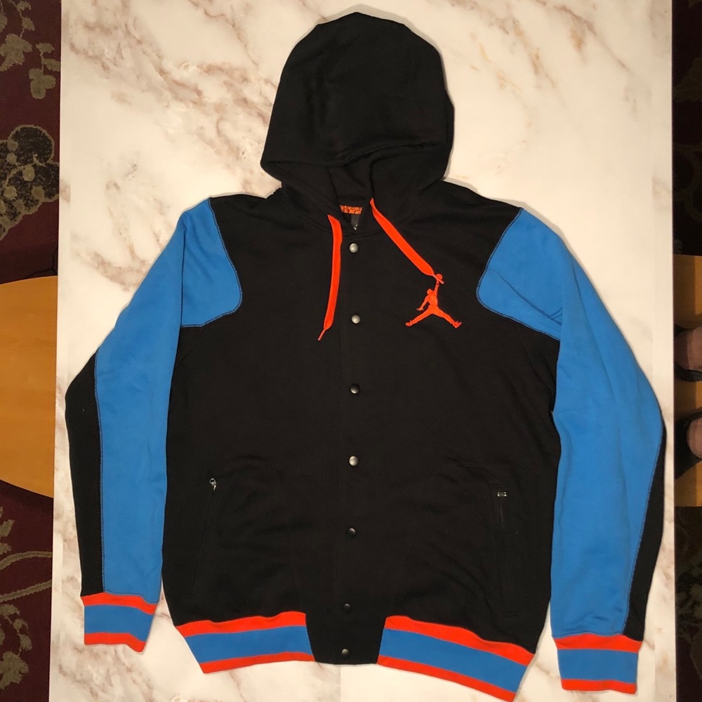 Jordan Men's XL Black Button-Down Hoodie NWOT